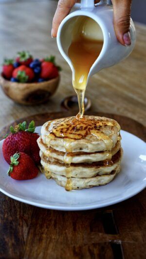 Pancakes Cherry Granola, Starch Solution Recipes, Pumpkin Spice Waffles, Banana Butter, How To Cook Pancakes, Starch Solution, Canning Sweet Potatoes, Plant Based Recipes Breakfast, Sweet Potato Waffles