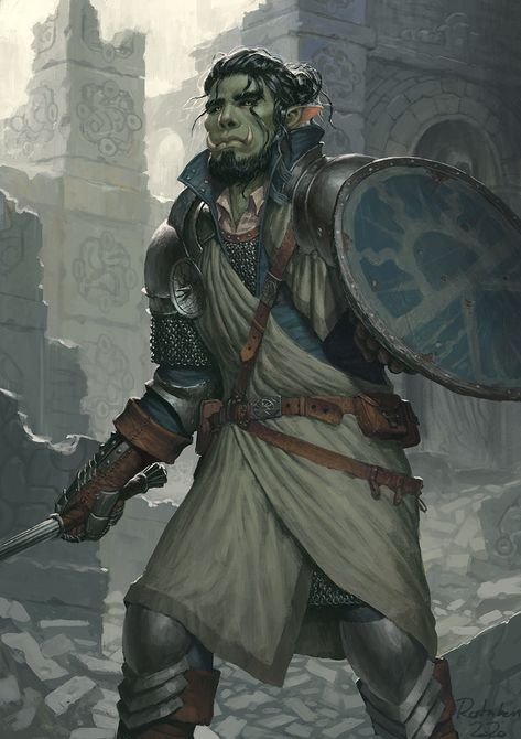 Dnd Cleric Art, Half Orc Dnd, Dnd Half Orc, Orc Cleric, Half Orc Paladin, Half Orc Male, Orc Paladin, Half-orc Male, Cleric Dnd