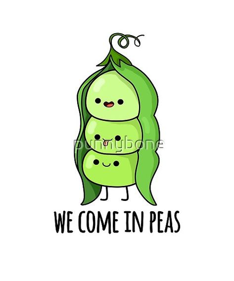 We Come In Peas Cute Pea Pun features a cute pea pod with three peas in it. Perfect pun gift for family and friends who love cute veggie pea puns. Quotes About Green, Funny Food Puns, Food Pun, Three Best Friends, Food Cartoon, Food Puns, Pun Gifts, Drawings Of Friends, Journal Quotes