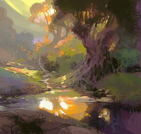 ArtStation - Pond, Nathan Fowkes Nathan Fowkes, Environment Sketch, Environment Painting, Bg Design, Landscape Concept, Art Station, Fantasy Concept Art, 판타지 아트, Environment Concept Art