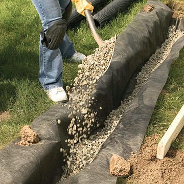 Provide Drainage for Your Yard | Better Homes & Gardens Ditch Ideas, Inexpensive Landscaping, Inexpensive Backyard Ideas, Drainage Grates, Drainage Ideas, French Drains, Capira, Landscape Drainage, Backyard Drainage