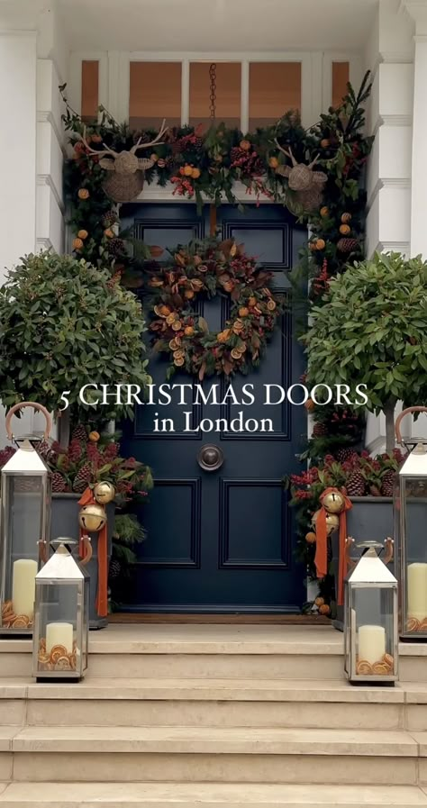 British Christmas Decorations, Christmas Foyer, Christmas Doors, British Christmas, Christmas Entry, Southern Christmas, Front Door Christmas Decorations, Christmas Instagram, Happy December