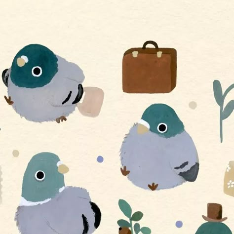 Pigeons Aesthetic, Pigeon Animation, Pigeon Aesthetic, Pigeon Illustration, Pigeon Design, Animal Animation, Pigeon Art, Bird Funny, Cute Pigeon