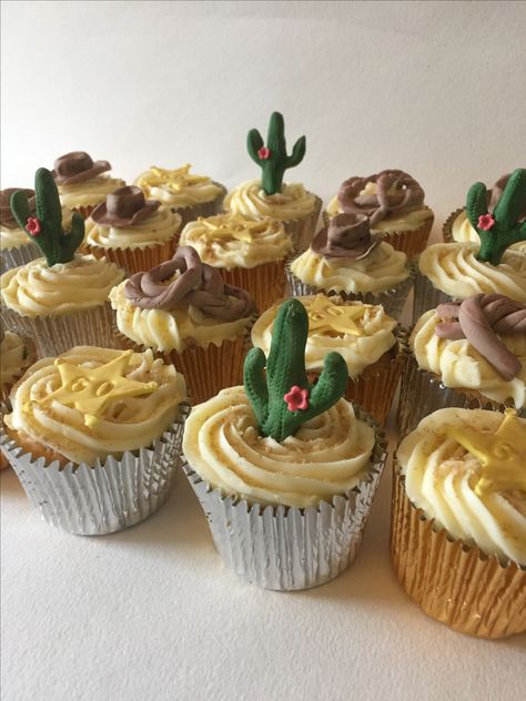 Rodeo Theme Cupcakes, Western Cupcakes Cowboy, First Rodeo Cupcakes, Rodeo Cupcakes, Western Cupcakes, Western Theme Cupcakes, Cowboy Theme Cake, Cowboy Cupcakes, Cowboy Themed Birthday Party