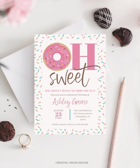 Donut Birthday Party, Oh Sweet, Invitation Template, Donut Miss The Party Invite, Printable Birthday Party Invite, Birthday Invite, Sprinkle Baby Sprinkle Invitations Zazzle, Sprinkles Theme Baby Shower Ideas, Sprinkle Girl Baby Shower Ideas, February Baby Sprinkle Ideas, Sprinkle With Love Baby Shower Ideas, Sprinkled With Love Baby Sprinkle, Diaper Sprinkle Party Ideas, Brunch Sprinkle Baby Shower Ideas, Baby Shower For 2nd Baby