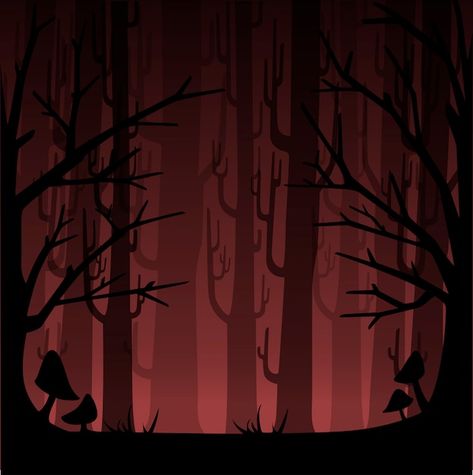 Scary Woods, Misty Woods, Spooky Woods, Red Fog, Haunted Woods, Website Concept, Forest Drawing, Wood Illustration, Shadow Drawing