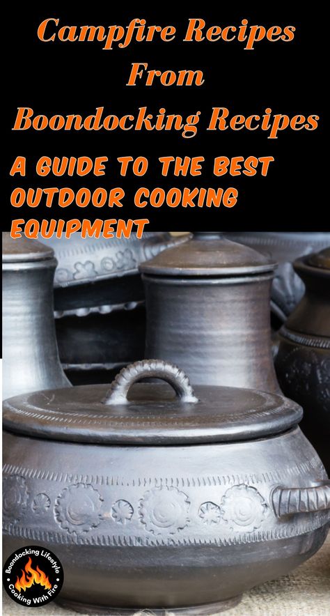 Outdoor Cooking - Best Outdoor Cooking Equipment - Best Outdoor Cooking Equipment - Our post todays centers around outdoor cooking equipment in todays boondocking environment. Learn a bit of history and how it shaped our country using campfire cooking techniques. You'll also find basic and advanced equipment, creative recipes, safety tips, and ideas for how to organize your campfire cooking equipment. Hiking Cooking Gear, Cast Iron Open Fire Cooking, Campfire Cooking Equipment, Cowboy Cooking Firepit, Outdoor Firepit Cooking Pans, Cast Iron Fire Pit, Pie Iron, Campfire Cooking, Cooking Method