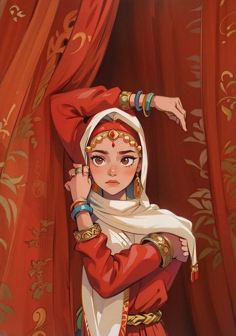 Arab Artwork, Persian Anime, Arab Character Design, Ballet Sketches, Persian Illustration, Elephant Painting Canvas, الفن الرقمي, Disney Princess Artwork, Girly Art Illustrations