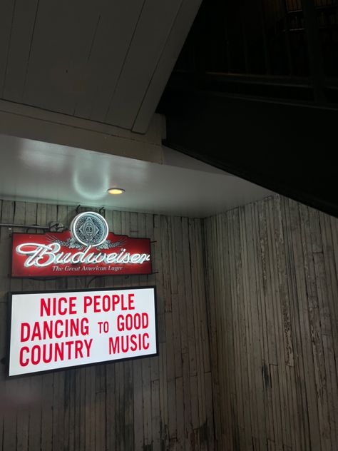 nice people listen to good country music budweiser sign in bar in nashville Budweiser Aesthetic, Best Country Music, People Dancing, Cool Countries, Good People, Country Music, Nashville, Neon Signs, Bar