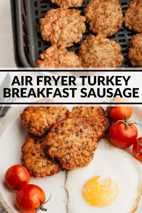 Ground Turkey Breakfast Patties, Air Fry Turkey Sausage, Ground Turkey Recipes For Breakfast, Breakfast Turkey Patties, Turkey Sausage Patties Recipes, Turkey Breakfast Sausage Patties, Breakfast Ground Turkey, Turkey Sausage Breakfast Sandwich, Homemade Turkey Sausage Patties