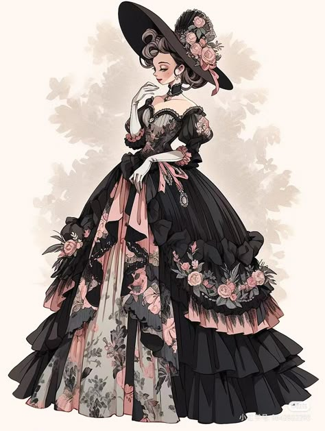 Victorian Era Royalty, Taffeta Ball Gown, Historical Fantasy Fashion, Drawing Victorian Clothes, Old Timey Dresses Ball Gowns, Regal Dress Gowns, Old Fashion Dresses Drawing, French Victorian Dress, 1800 Outfit Women