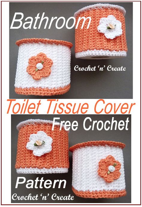 Cover spare rolls of toilet tissue with this FREE crochet pattern for this cotton ribbed cover, find it on crochetncreate.com Crochet Toilet Roll Cover, Bathroom Crochet, Diy Tissue Box Cover, Room Decor Crafts, Home Decor Diy Crafts, Tissue Cover, Decor Crochet, Toilet Tissue, All Free Crochet