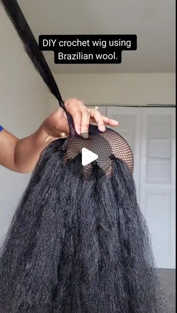 Human Hair Crochet Styles, Diy Crochet Wig, Diy Crochet Hairstyles, All Back Hairstyle, Brazilian Wool Hairstyles, Brazilian Wool, Human Hair Crochet, Crochet Wig, Diy Wig