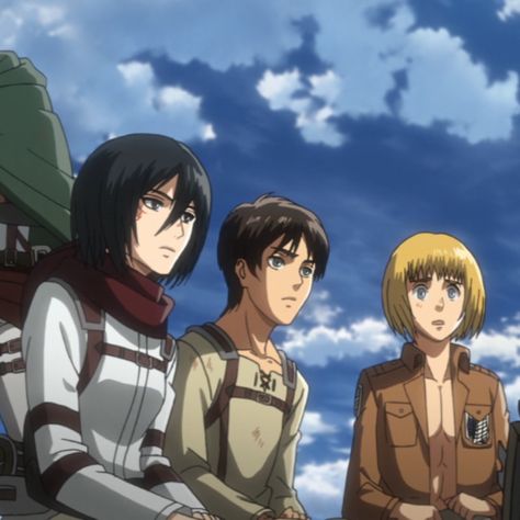 Ema Aot, Armin And Mikasa, Anime Duos, Eren And Armin, Random Illustration, Eren And Mikasa, Dragon Ball Goku, Tv Girls, Eren Jaeger