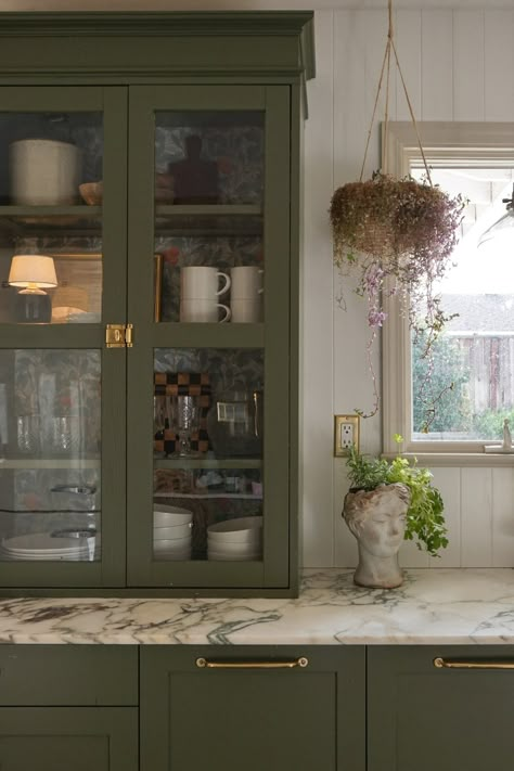 Our Home colors -Updated- — REBECCA & GENEVIEVE Wood Paneling In Kitchen, Wood Panelling In Kitchen, Bm Vintage Vogue Cabinets, Kitchen Wall Paneling Ideas, Tongue And Groove Backsplash, Wood Paneling Kitchen, Moody Craftsman, Tongue And Groove Kitchen, V Groove Paneling