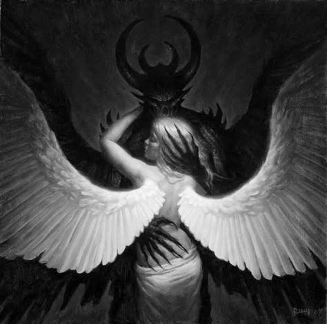 Heaven (a nightmare) – Ray Twisted Angel, Angel Y Diablo, Types Of Angels, Angel Falls, Dark Love, Ange Demon, White Wings, Demon Art, Angel And Devil