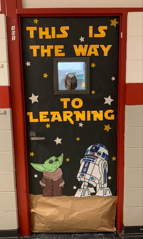 Star Wars Classroom Door Ideas, Star Wars Themed Bulletin Boards, Space Themed Awards, Star Wars Classroom Theme Bulletin Boards, Star Wars Classroom Transformation, Space Theme Elementary School, Star Wars Door Decorations Classroom, Classroom Themes Space, Star Wars Theme Classroom Ideas