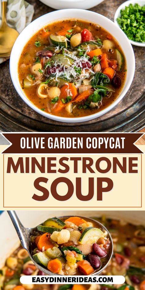 Minestrone Soup With Gnocchi, Zucchini Minestrone Soup, Minestrone Soup No Tomato, Copy Cat Olive Garden Ministroni Soup, Healthy Olive Garden Soup, Olive Garden Ministroni Soup Recipe, Pioneer Woman Minestrone Soup, Ministroni Soup Olive Garden, Plant Based Minestrone Soup