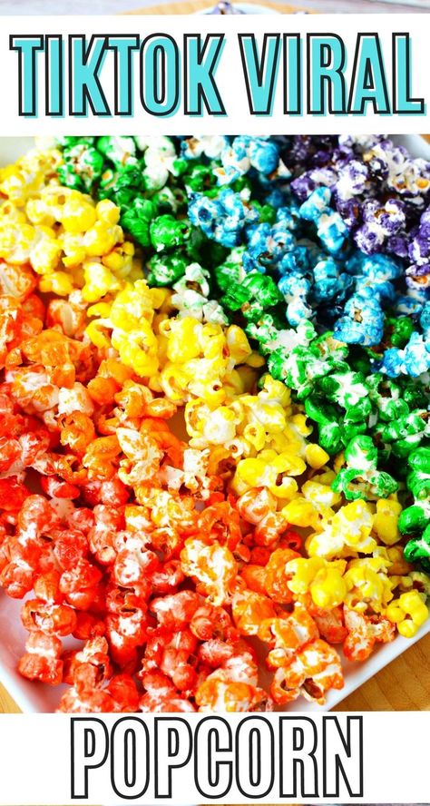 Popcorn Stovetop, Food Coloring Popcorn, Colored Popcorn Recipe, Dyed Popcorn, Popcorn Recipes Sweet, Kettle Corn Recipe, Rainbow Popcorn, Kettle Popcorn, Colored Popcorn