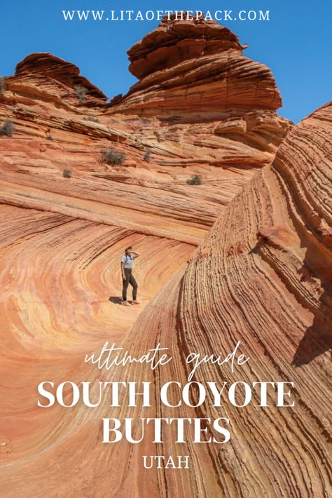 Ready to explore one of the craziest landscapes in the US? Visit Coyote Buttes South and you will be mind blown. It's a great alternative to the Wave, but it's also a bucket list destination by itself. So, learn everything you need to know about visiting including how to get to Coyote Buttes South, tips for your journey, and the best time to go! You will be amazed at this wild place in the middle of the Vermillion Cliffs. Coyote Buttes, Vermillion Cliffs, Mysterious Places, Bucket List Destinations, Time To Go, The Dunes, The Wave, Us Travel, Mind Blown