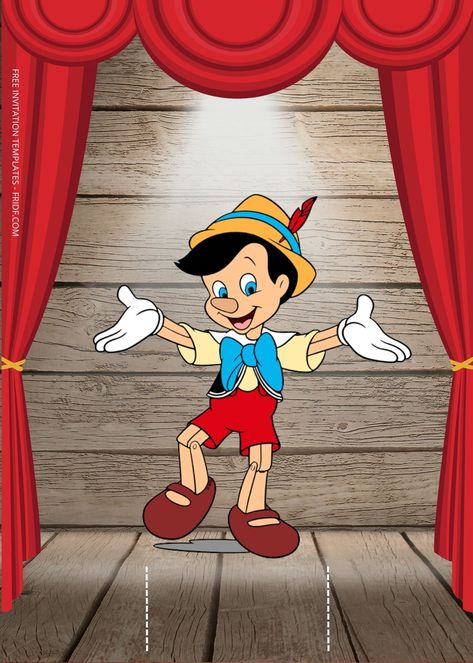 FREE Pinocchio Birthday Invitation Templates Pinocchio Disney, Puppet Making, Blue Fairy, Vintage Printable, Theme Party Decorations, Whimsical Decor, Party Venues, Star Decorations, Pinocchio