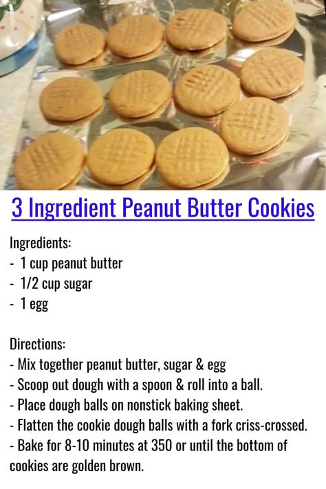 Three Ingredient Cookies, Best No Bake Cookies, Easy No Bake Cookies, Three Ingredient Recipes, Easy Peanut Butter Cookies, Cookie Recipes Homemade, Lost 100 Pounds, Baking Recipes Cookies, Gourmet Popcorn