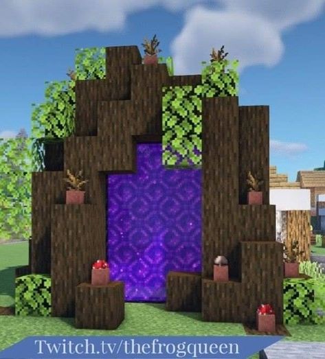 Minecraft Designs Cottagecore, Cute Minecraft Portal, Minecraft Cottagecore Portal, Cute Portal Minecraft, Cool Nether Portal Designs Minecraft, Nether Portals Minecraft, Mc Nether Portal, Minecraft Portal Design Aesthetic, Cottagecore Nether Portal