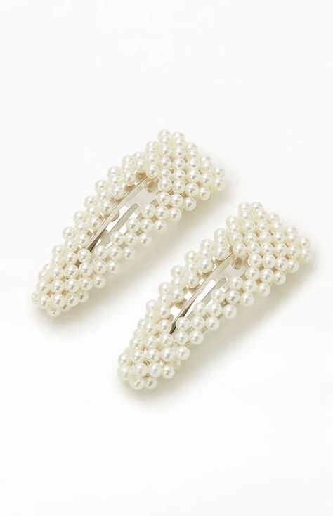 2 Pack Pearl Hair Clips Hair Clips Pearl, White Clips Hair, Pearl Clips In Hair, P1harmony Concert, Pearl Claw Clip, Romanticising Studying, White Hair Clips, White Hair Accessories, Pearl Clips