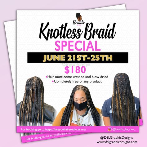 Hair Braider Logo, Hair Flyers Ideas, Braid Business, Digital Flyer Design, Arbonne Marketing, Flyers Ideas, Business Hair, Curly Hair Salon, Wash And Blow Dry