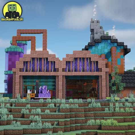 Magical Steampunk Factory built in survival Minecraft Minecraft Factory Interior, Copper Builds Minecraft, Minecraft Copper House, Minecraft Copper, Minecraft Factory Design, Minecraft Copper Builds, Minecraft Industrial, Minecraft Steampunk Interior, Minecraft Industrial Building