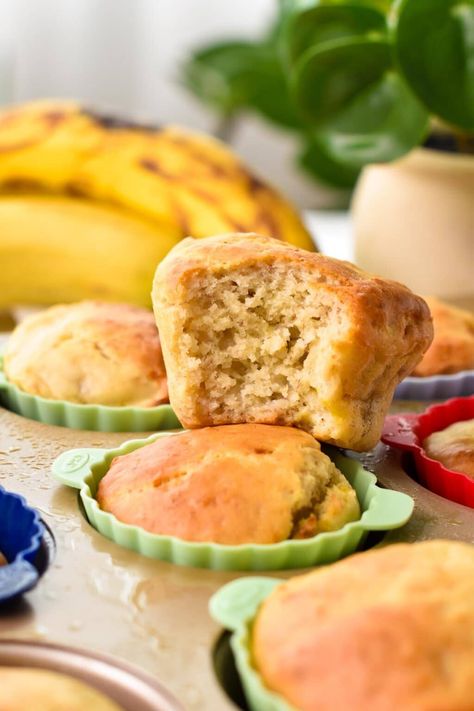 These 3 ingredients banana muffins are easy, healthy banana muffins with no added sugar, no eggs or dairy. They have a lovely chewy texture, perfect for kid snack or if you are after a healthier vegan treat made with minimal ingredients. Easy Healthy Banana Muffins, Muffins No Eggs, Banana Muffins No Sugar, Oat Flour Banana Muffins, Banana Pecan Muffins, Kid Muffins, Banana Oat Muffins Healthy, Pumpkin Banana Muffins, Vegan Banana Muffins