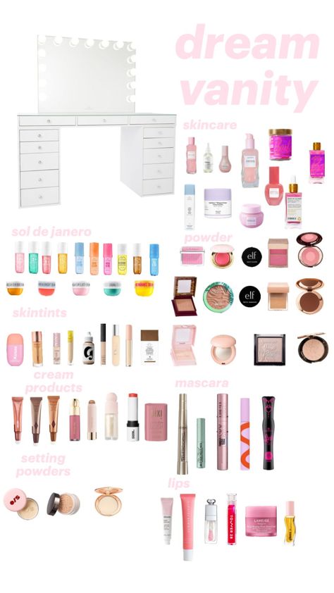 #beauty #vanity #products Preppy Vanity, Vanity Products, Vanity Makeup Rooms, Vanity Set Up, Dream Vanity, Vanity Inspiration, Girls Vanity, Preppy Makeup, Beauty Room Vanity