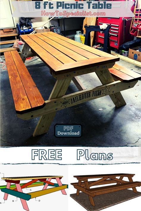 Picnic Table Woodworking Plans, Build A Picnic Table, Diy Picnic Table, Picnic Table Plans, Wooden Picnic Tables, Outdoor Furniture Plans, Outdoor Picnic Tables, Woodworking Projects That Sell, Household Tools