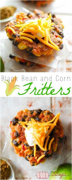 These healthy and delicious Black Bean and Corn Fritters come together in 30 minutes or less, are kid friendly, and can be eaten with sour cream. Need I say more? Black Bean And Corn, Black Bean Recipes, Corn Fritters, Veggie Dishes, Bean Recipes, Black Bean, Vegetarian Dishes, Come Together, Black Beans