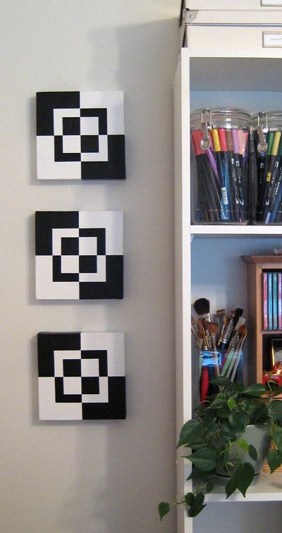 Three Black White 8 Quarters | Dayna | Flickr Black N White Art, Bottles Decoration Diy, Black White Bedrooms, White Bedrooms, Libra Art, Abstract Art Diy, Graphic Design Flyer, Geometric Painting, Cafe Art