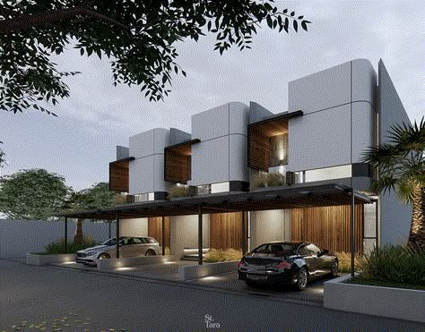 LOTUS HOUSE :: Behance Residential Elevations, Residential Architecture House, Town House Design, Lotus House, Row House Design, Cluster House, Modern Residential Architecture, Modern Townhouse, Architecture Elevation