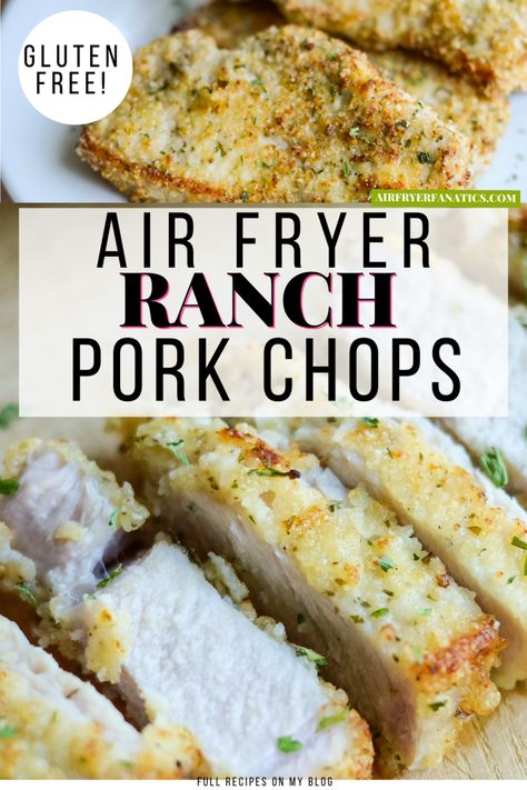 Make delicious Air Fryer Ranch Breaded Pork Chops that are also gluten-free too. These make for a great dinner during a busy week! Pork Chops Air Fryer, Quick Dinners Healthy, Dishes With Chicken, Breaded Pork Chops, Air Fryer Pork, Ranch Pork Chops, Air Fryer Pork Chops, Chop Recipes, Dinners Healthy