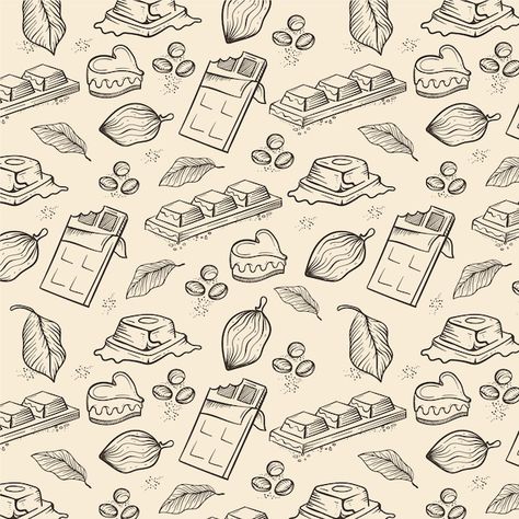 Chocolate Pattern Design, Chocolate Illustration Graphics, Background Chocolate, Chocolate Vector, Chocolate Illustration, Chocolate Drawing, Chocolate Background, Recipe Book Design, Conference Room Design