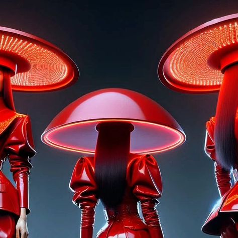 🌟 Commanding presence in monochromatic red, they stand as futuristic icons of a fashion movement that defies gravity. 📌 Art by @eye.candy.24 make sure to follow for more!!! Chrome Futurism, Robot Aesthetic Red, Futuristic Icons, Gray Futuristic Aesthetic, Rotting Aesthetic, Red Futuristic, Red Avant Garde Fashion, Gravity Art, Red Monochromatic