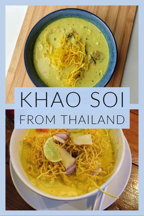 Khao Soi Recipe, Coconut Curry Noodle Soup, Curry Noodle Soup, Thai Curry Recipes, North Thailand, Khao Soi, Thai Soup, Cooked Chicken Recipes, Thai Recipe