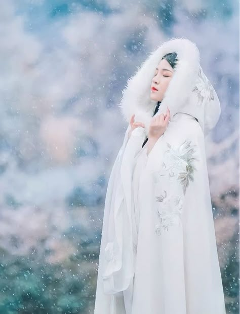 Hanfu Fox Druid, Hanfu Cloak, Winter Fireplace, Winter Court, Traditional Asian Dress, Embroidery Coat, Cold As Ice, Chinese Outfits, Chinese Accessories