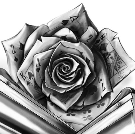 Rose Made Of Cards Tattoo, Playing Card Sleeve Tattoo, Rose And Cards Tattoo, Poker Card Tattoo Design, Suit Of Cards Tattoo, Face Card Tattoo, Card Rose Tattoo, Play Cards Tattoo, Play Card Tattoo