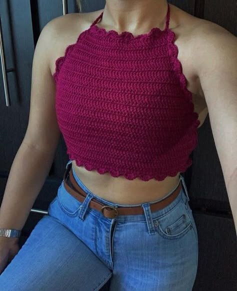 Knitted Shirts Summer, Crop Top Tejidos, Crochet Tops Ideas, Top Tejidos A Crochet, Top En Crochet, Tops A Crochet, Crochet Beach Wear, Top A Crochet, Knit Top Patterns