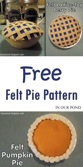 Felt Food Templates, Felt Pie, Felt Food Patterns Free, Pi Pie, Sewing Felt, Felt Food Diy, Felt Food Patterns, Faux Food, Felt Pumpkins