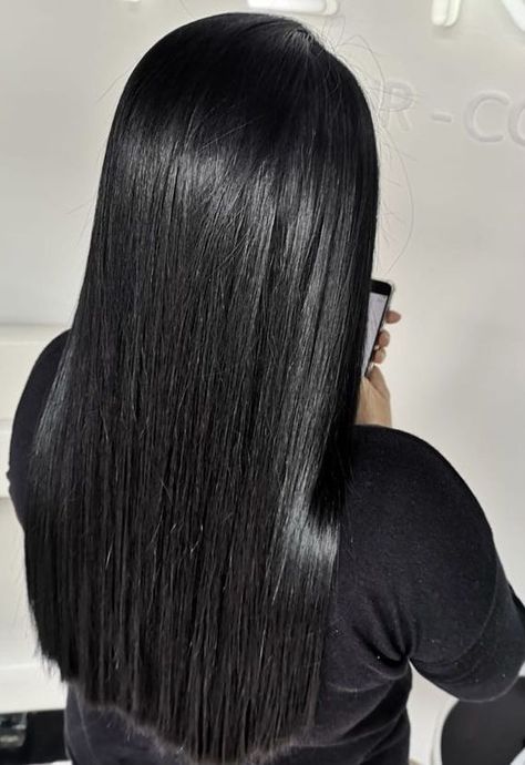 Jet Black Hair Medium Length, Loks Hair, Black Straight Hair, Shiny Black Hair, Hair Pale Skin, Straight Black Hair, Black Hair Dye, Long Silky Hair, Jet Black Hair