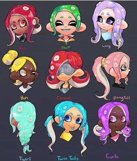 Splatoon 2 Hairstyles, Octoling Hairstyles, Lusamine Pokemon, Base Anime, Tikki Y Plagg, Splatoon Memes, Nintendo Splatoon, Splatoon 2 Art, Splatoon Comics