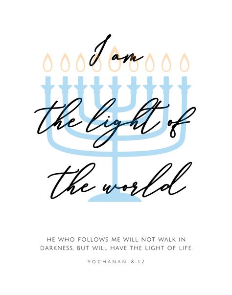 Messianic Hanukkah, Hannukah Activities, Hannukah Crafts, Hanukkah Traditions, I Am The Light, Printable Scripture Art, Messianic Judaism, Messianic Jewish, Hanukkah Greeting