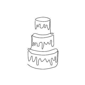 Cake Tattoo Minimalist, Cake Line Drawing, Cake Line Art, Wedding Cake Icon, Moroccan Symbols, Sweet Logo, Cake Clipart, Three Tier Cake, Dibujo Simple