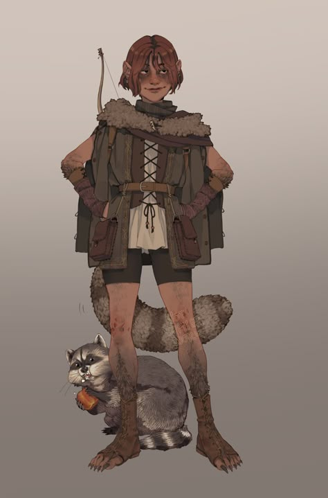 ArtStation - d&d character design Weasel Familiar Dnd, Animal Tamer Character Design, Deer Skull Character, Dnd Shifter Character Design, Animal Warriors Character Design, Viking Dnd Character, Lumberjack Character Design, Female Ranger Dnd, Dnd Ranger Outfit