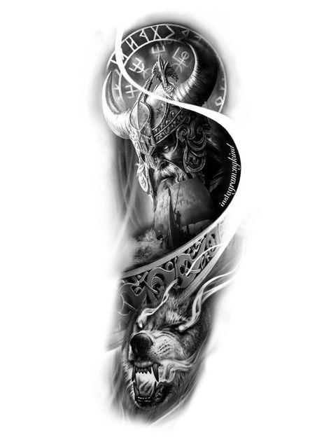 Viking Sleeve Tattoo Design, Viking Tattoos For Men Warriors, Viking Tattoo Designs Men, Viking Warrior Symbol, Viking Sleeve Tattoo For Men, Vikings Tattoo Design, Viking Art Tattoo, Viking Sleeve Tattoo, Viking Tattoo Ideas